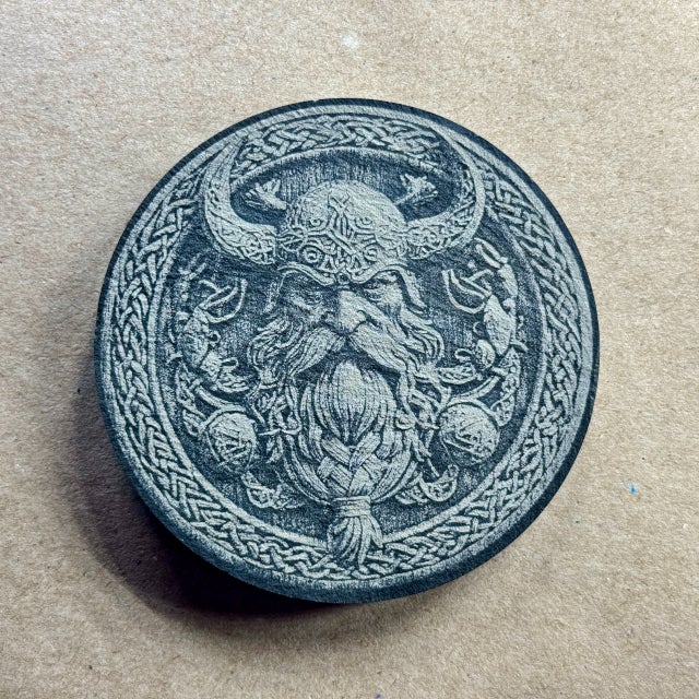 3D Illusion Viking 1 | Engraved Slate Coaster