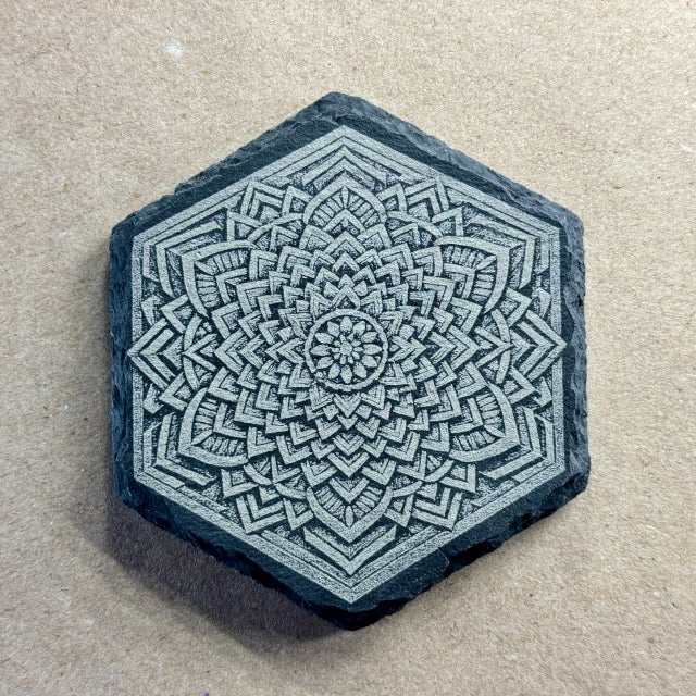3D Illusion Mandala | Engraved Slate Coaster