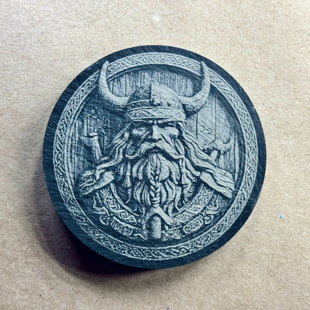 3D Illusion Viking 2 | Engraved Slate Coaster